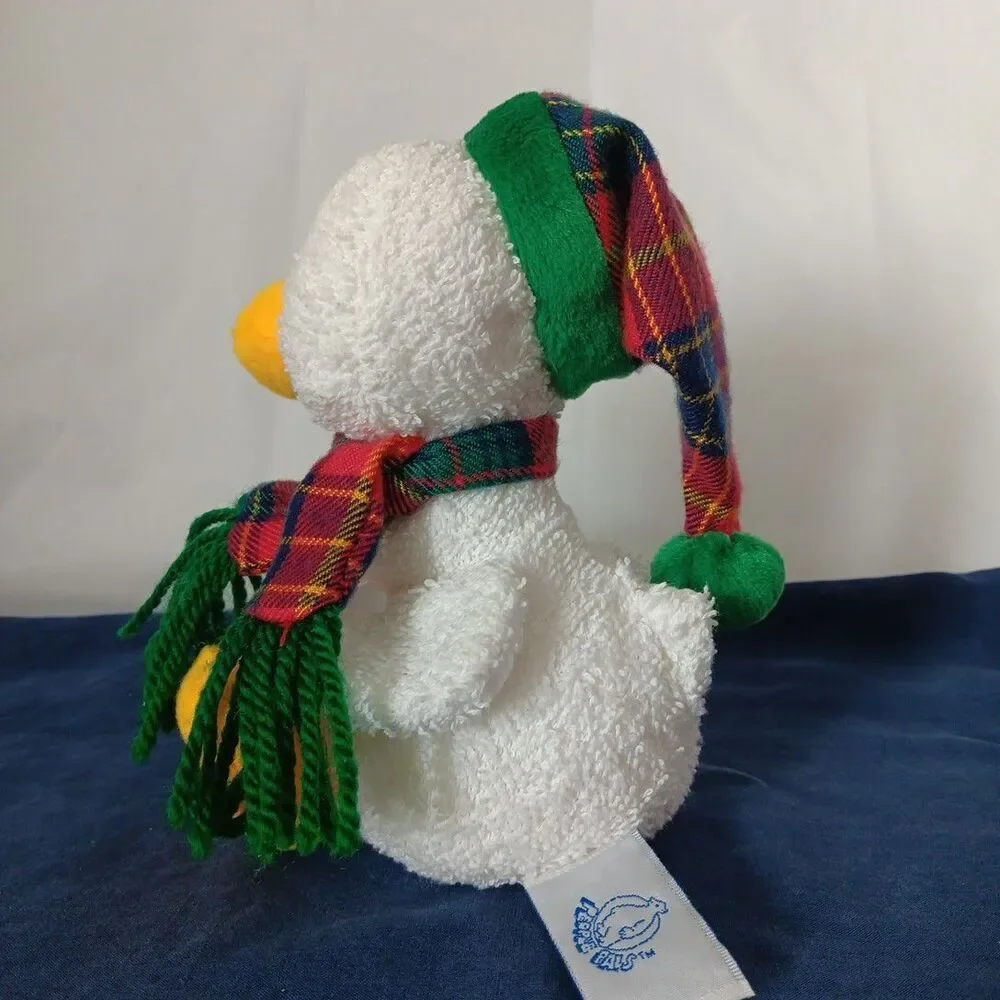 Aurora People Pals Plush Baby Duck Terry Cloth Plaid Scarf Hat Holiday Plush 92